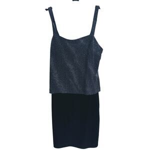 Teddi Evening Blouson Sparkle NYE Dress Size 8 Black Silver Glam Cocktail Event